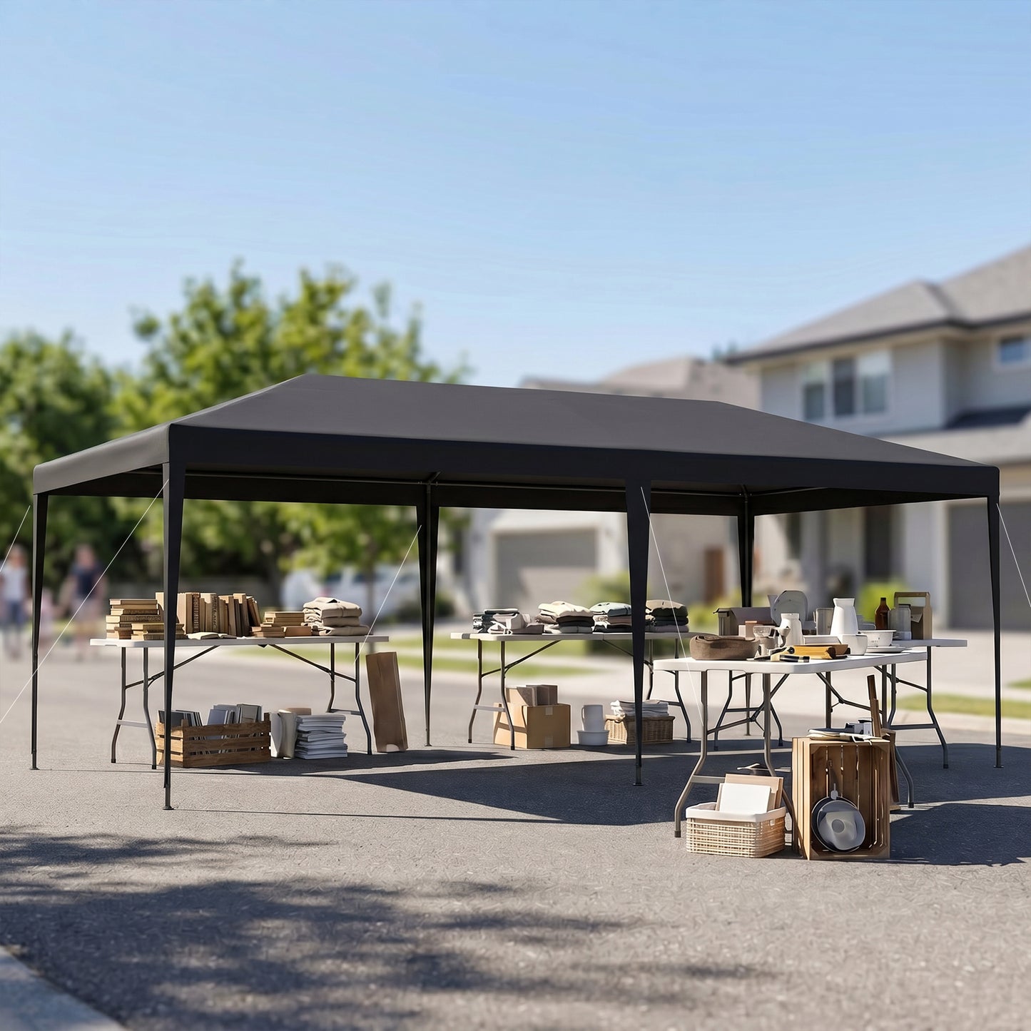 Outsunny Carpa De Jardín 6x3m Con 4 Paredes Laterales 2 Ventanas Visibles Gris_4