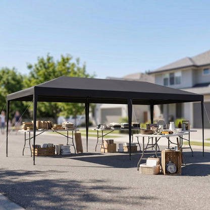 Outsunny Carpa De Jardín 6x3m Con 4 Paredes Laterales 2 Ventanas Visibles Gris_4