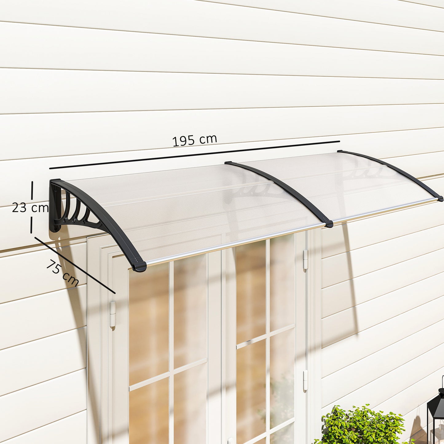 Outsunny Marquesina Para Puertas Y Ventanas 195x75cm Tejadillo De Protección_2