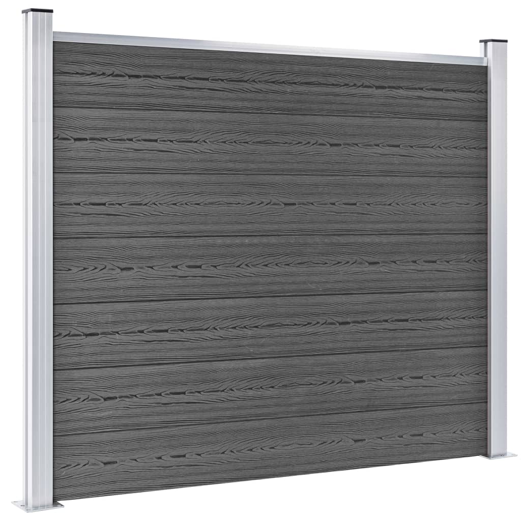 Juego De Paneles De Valla Wpc Negro 526x146 Cm / Vetonek_5