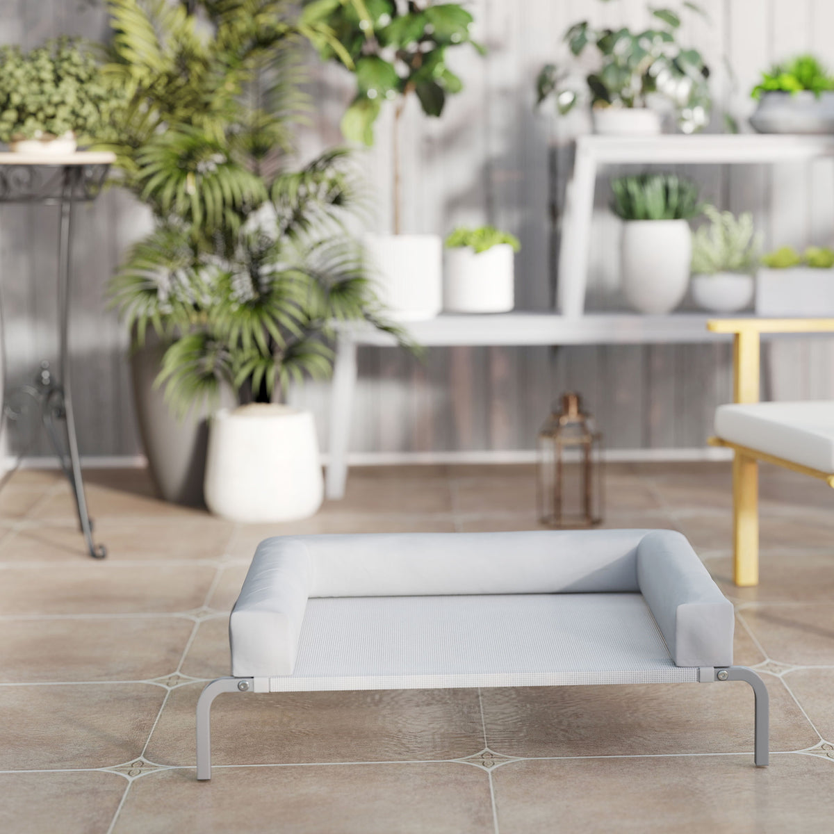 Pawhut Cama Elevada Para Perros Transpirable Con Refuerzos Extraíbles Gris Claro_4