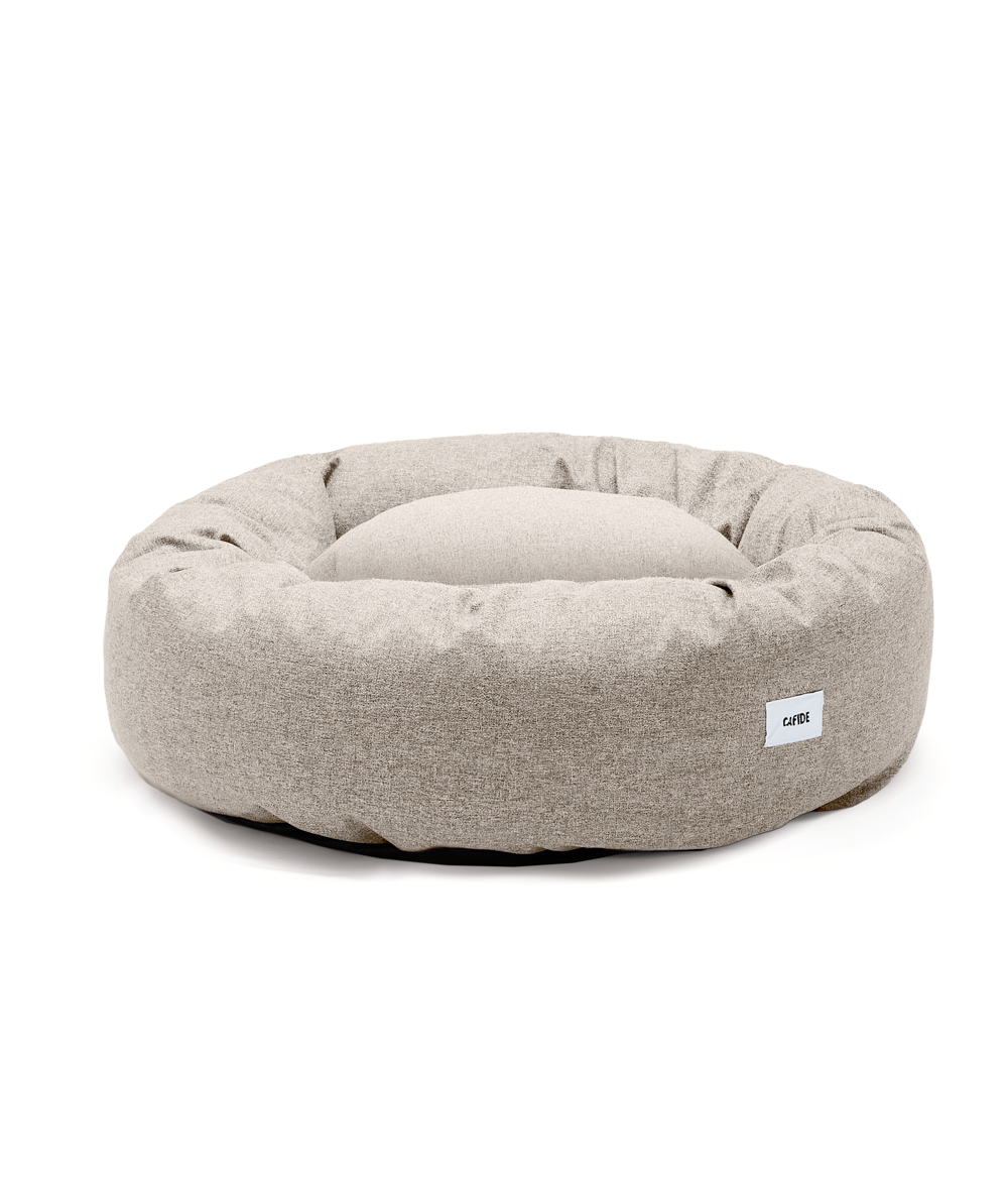 Cafide Cama Donut Para Perro Con Tejido De Chenilla Beige. Modelo Nuba. Talla S (60x60x15 Cm)_0