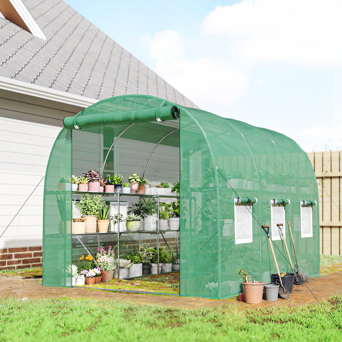 Outsunny Invernadero De Exterior 2,8x2x1,9 M Con Estantes Puerta Enrollable_1