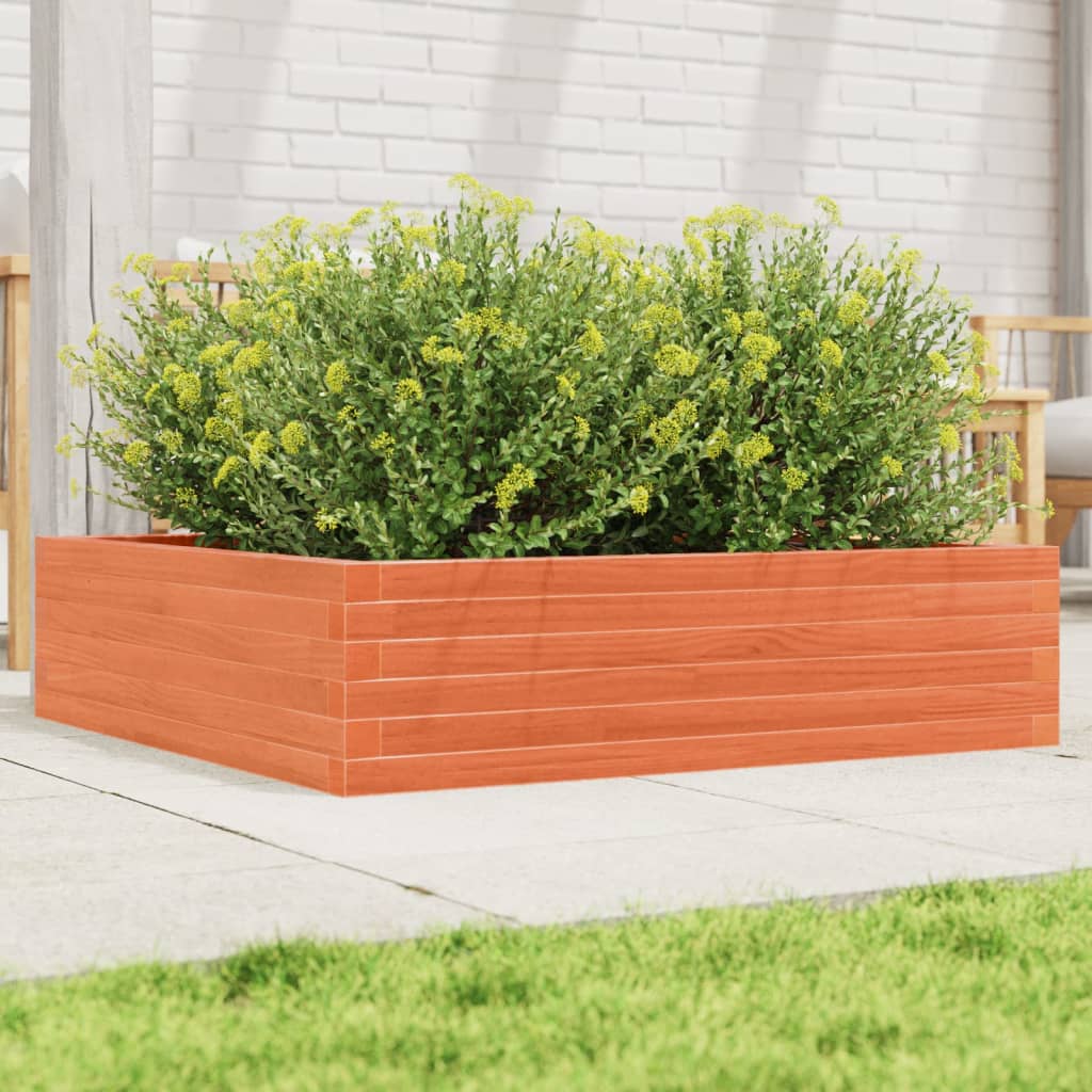 Jardinera De Madera Maciza Pino Marrón Cera 90x90x23 Cm_1