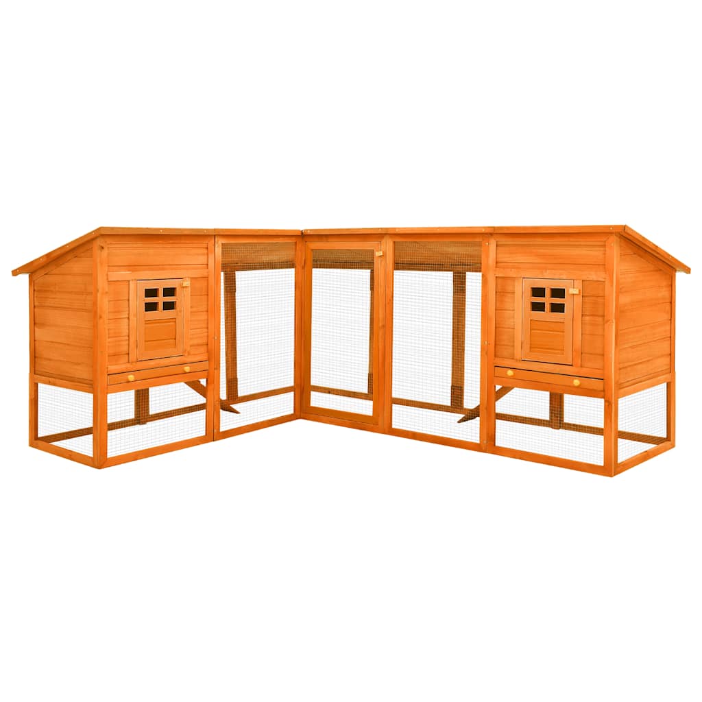 Conejera De Exterior Con Corredor Madera Maciza Abeto Marrón_1