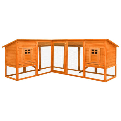 Conejera De Exterior Con Corredor Madera Maciza Abeto Marrón_1