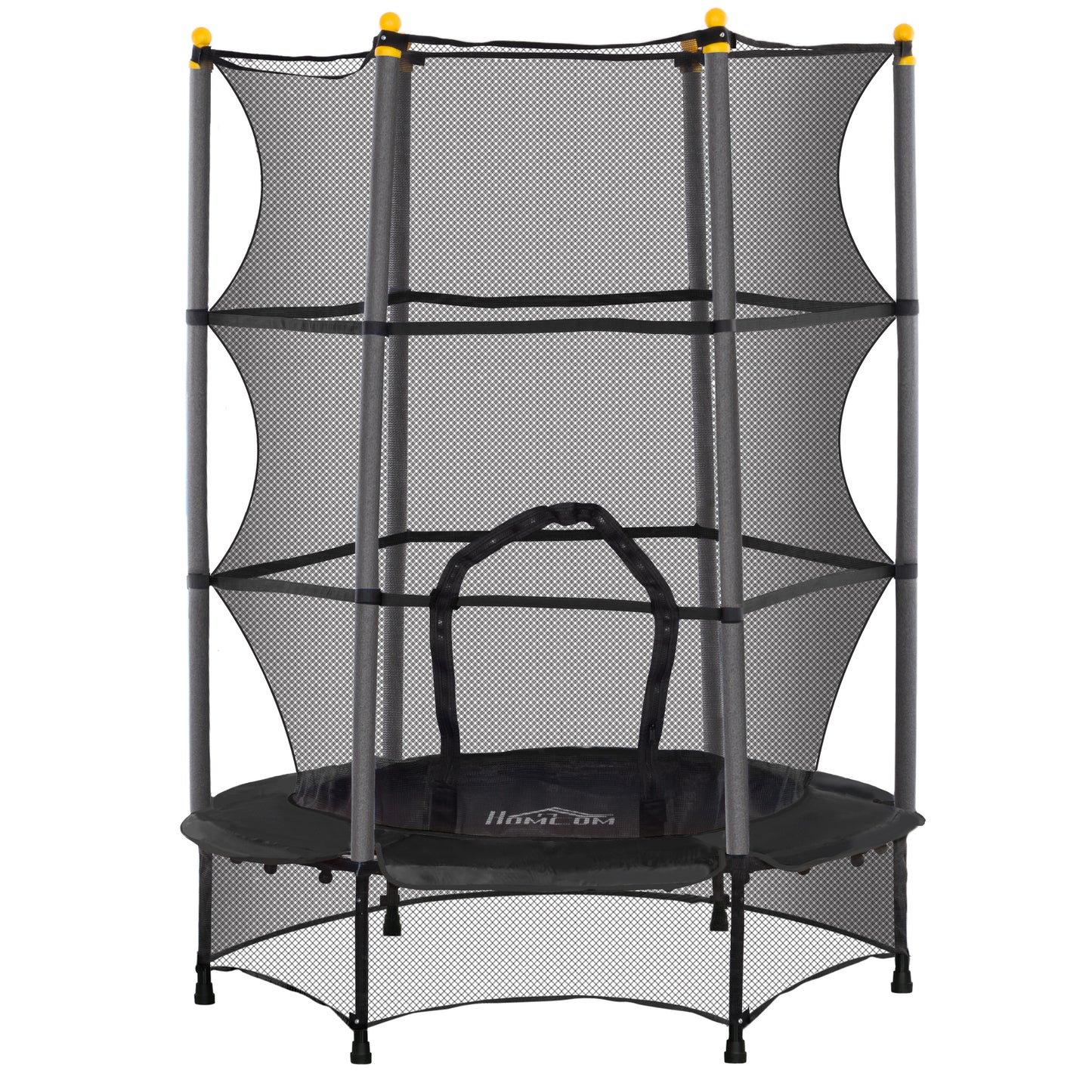 Homcom Cama Elástica Infantil Ø140 Cm Con Red De Seguridad Negro_0