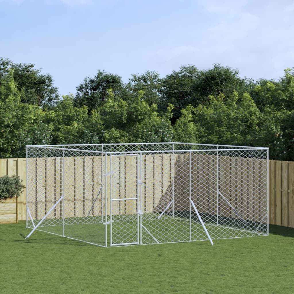 Vidaxl Perrera De Exterior Acero Galvanizado Plateado 4x4x2 M_1