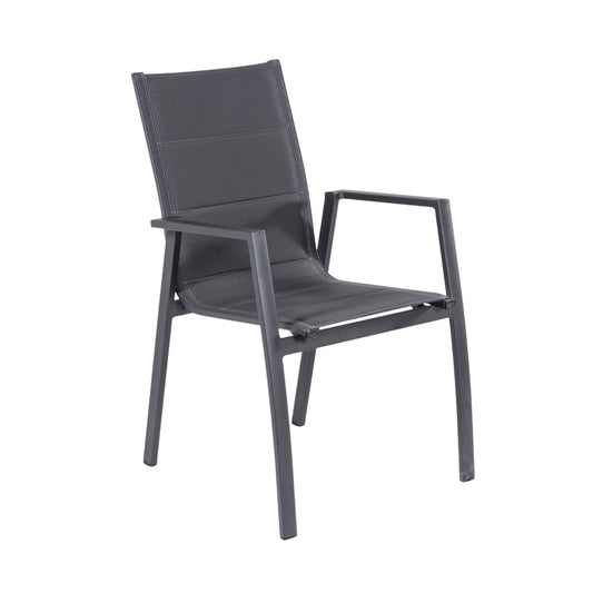 Sillón De Exterior, Acolchado Y Apilable, Aluminio Y Textilene, Color Antracita, 57x69x94 Cm_0