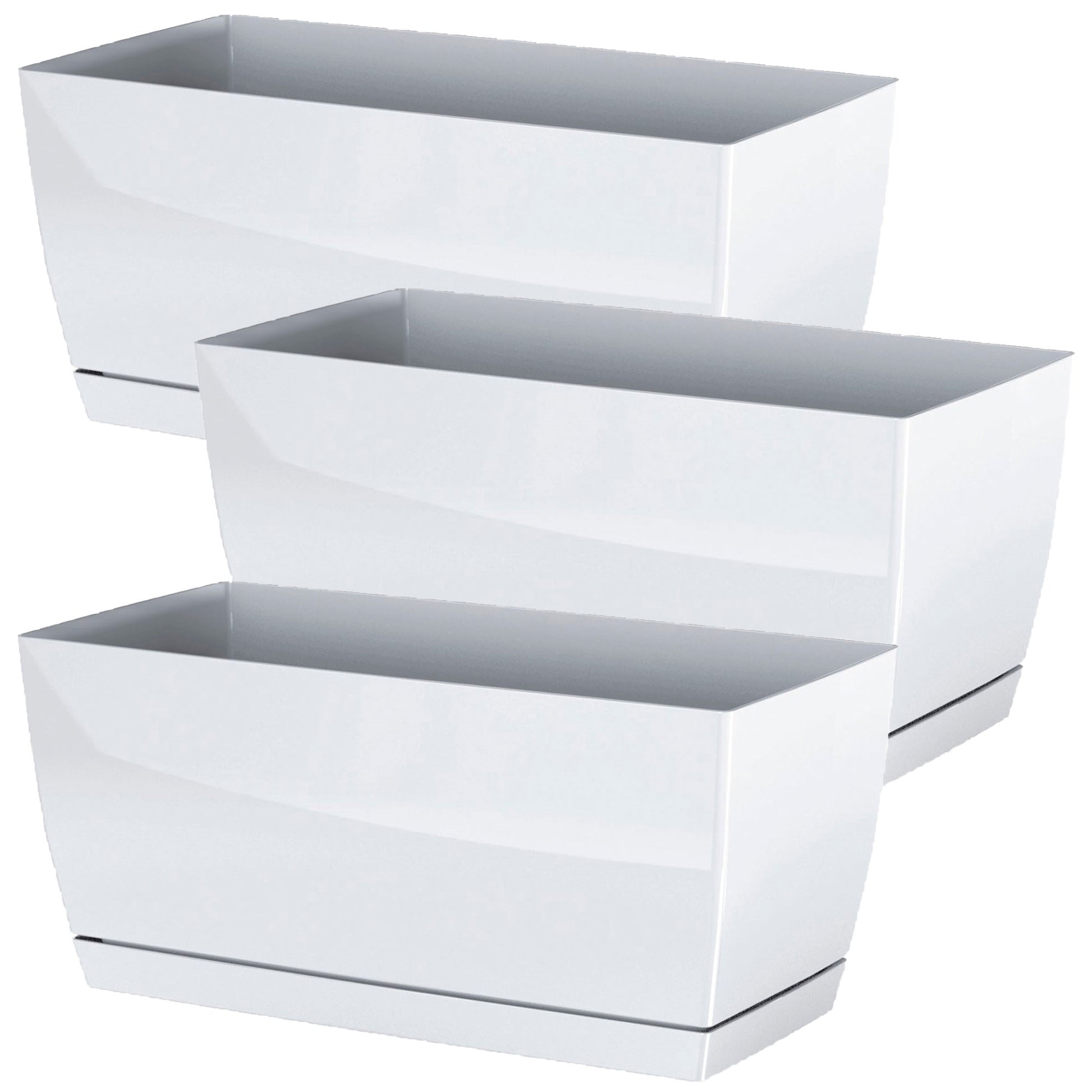 3x Jardinera De Plastico Coubi Case P En Color Blanco 24 (largo) X 12 (ancho) X 11 (altura) Cm_0