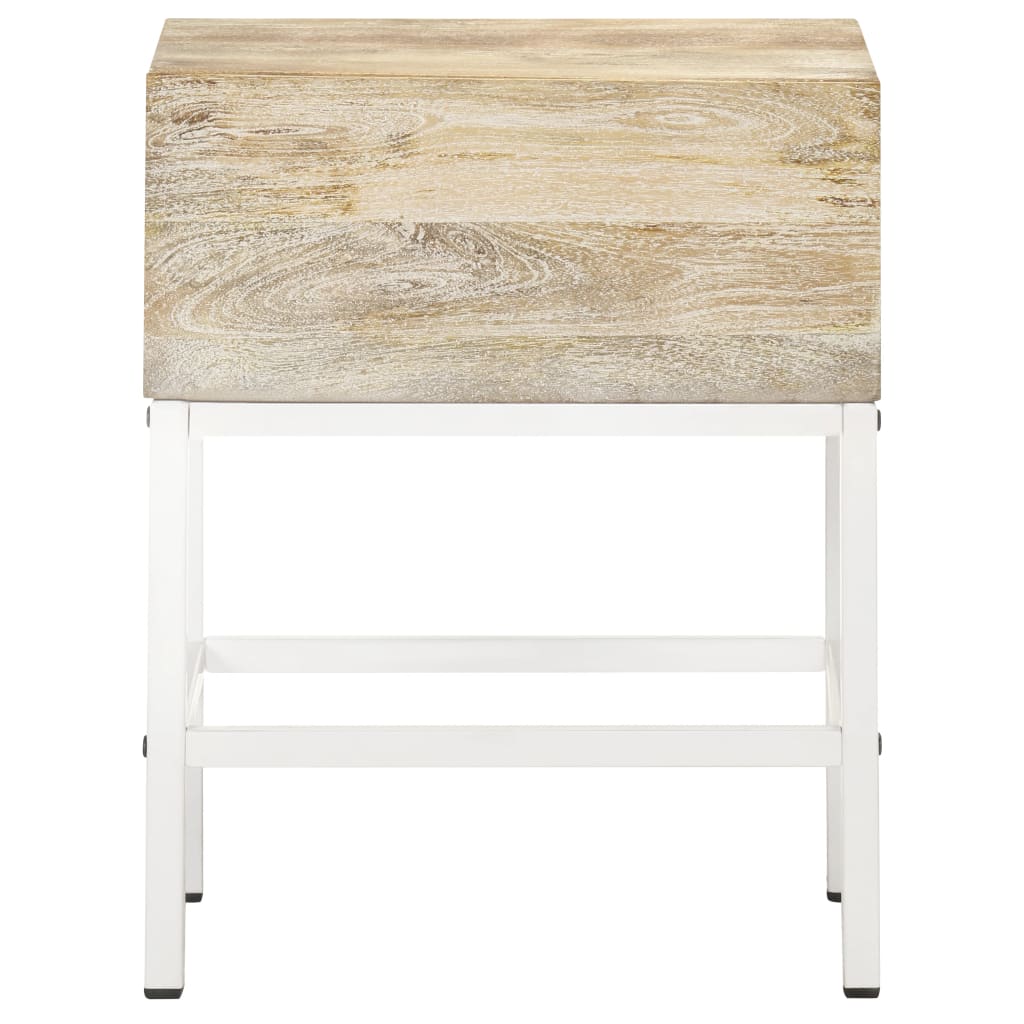 Mesita De Noche De Madera Maciza De Mango 40x30x50 Cm_1