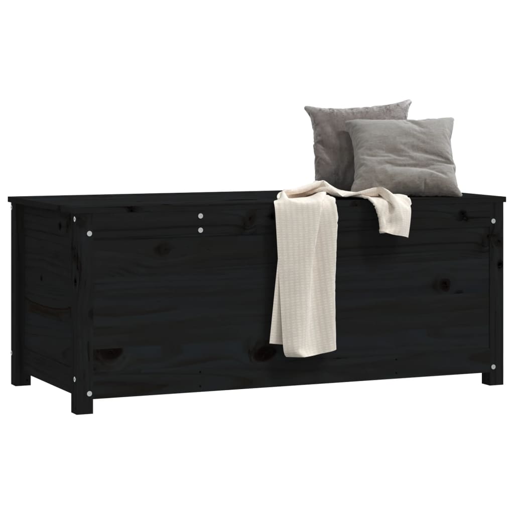 Caja De Almacenaje Madera Maciza De Pino Negro 110x50x45,5 Cm_3