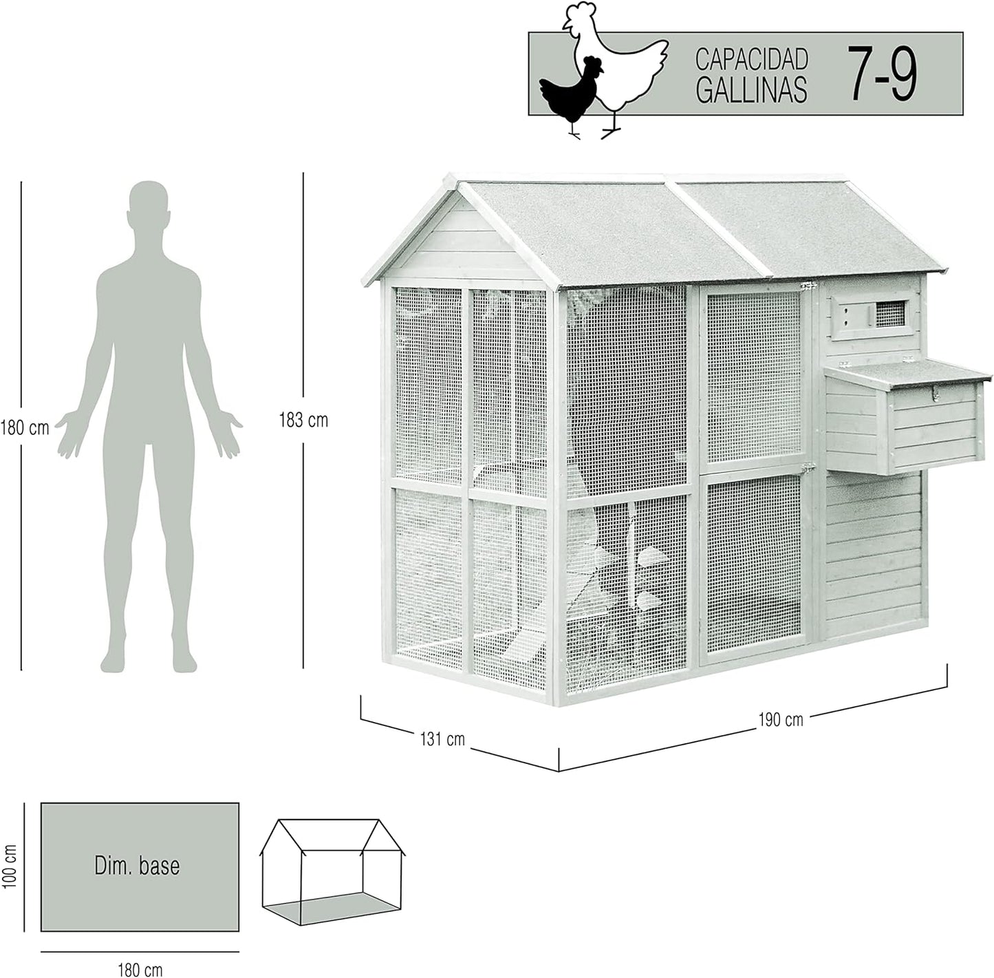 Gallinero Gran Capacidad Helsinki - Gallinero Exterior Para 7-9 Gallinas - Refugio Y Voladero - Bandeja Extraíble_1