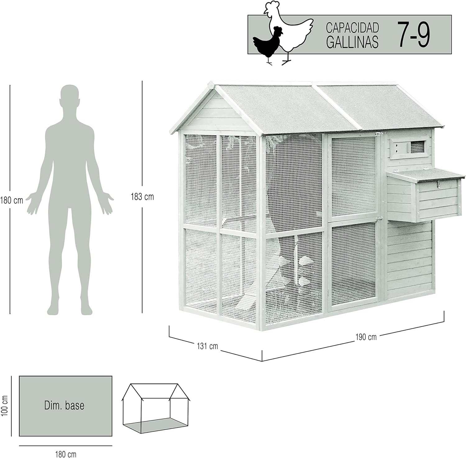 Gallinero Gran Capacidad Helsinki - Gallinero Exterior Para 7-9 Gallinas - Refugio Y Voladero - Bandeja Extraíble_1