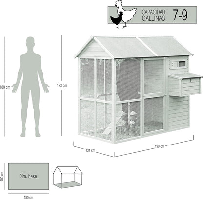Gallinero Gran Capacidad Helsinki - Gallinero Exterior Para 7-9 Gallinas - Refugio Y Voladero - Bandeja Extraíble_1