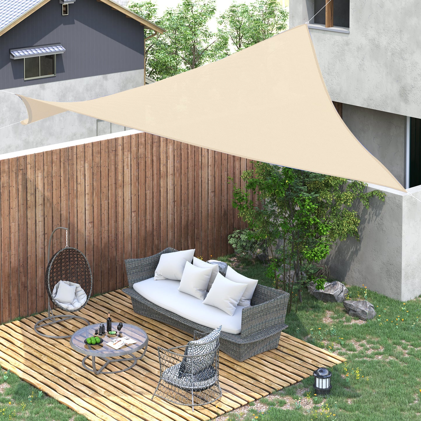 Outsunny Toldo Vela De Sombra Rectangular 4x6 M Con Anti-uv Crema_1