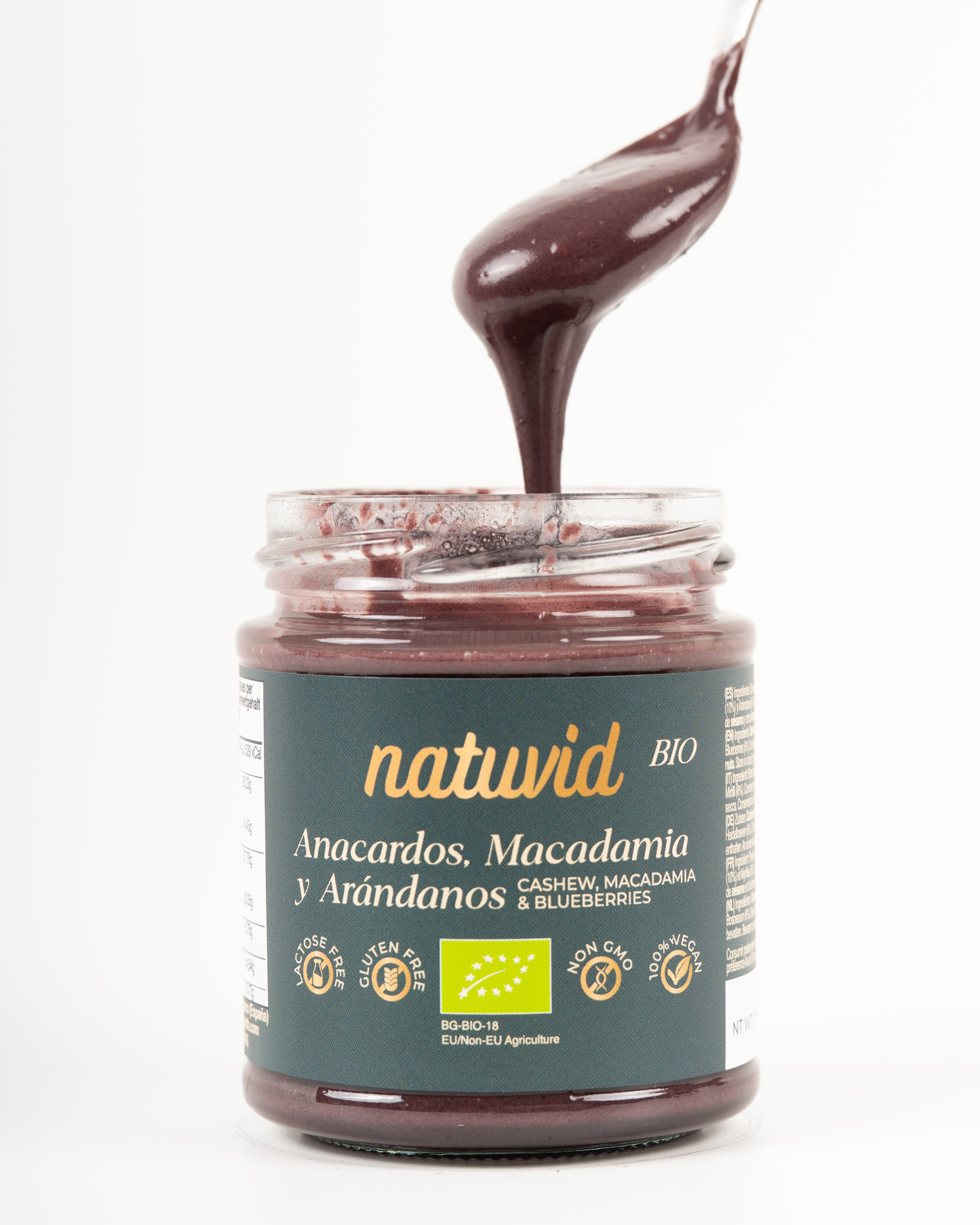 Crema de Anacardos, Macadamia y Arándanos BIO Natuvid (170g) | 100% Natural, Vegana, Sin Gluten y Sin Lactosa_1
