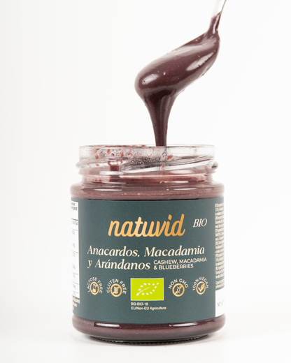 Crema de Anacardos, Macadamia y Arándanos BIO Natuvid (170g) | 100% Natural, Vegana, Sin Gluten y Sin Lactosa_1