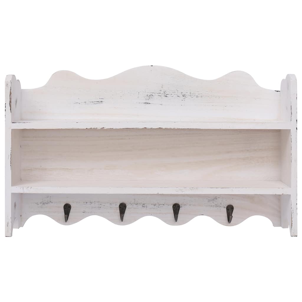 Perchero De Pared De Madera Blanco 50x10x30 Cm_2