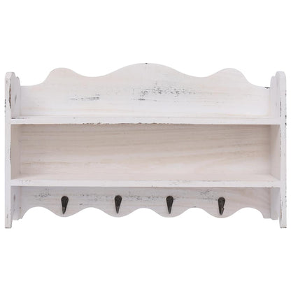 Perchero De Pared De Madera Blanco 50x10x30 Cm_2