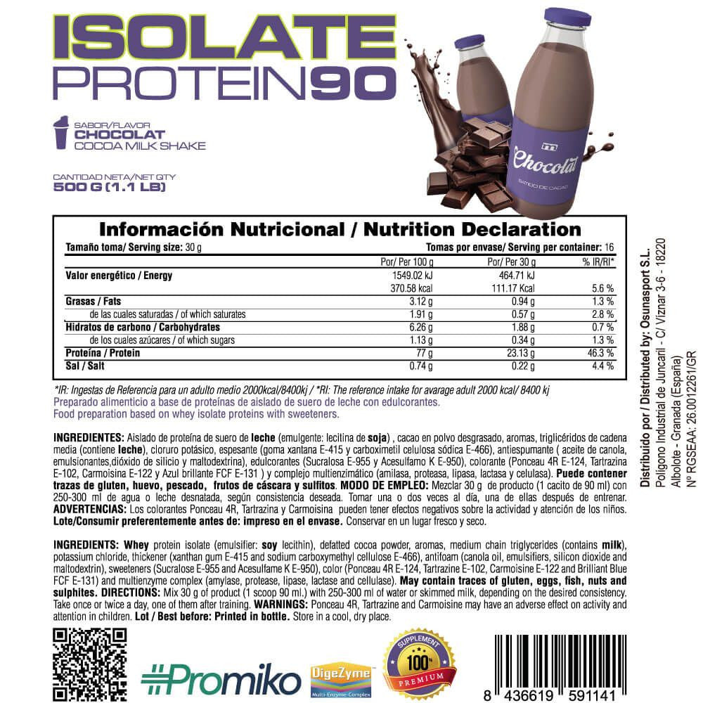 Isolate 90 Cfm - 500 G - Batido Chocolat - Aumenta La Masa Muscular - Masmusculo_4