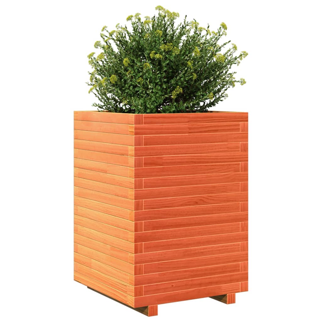 Jardinera Madera Maciza De Pino Marrón Cera 50x50x72 Cm_3