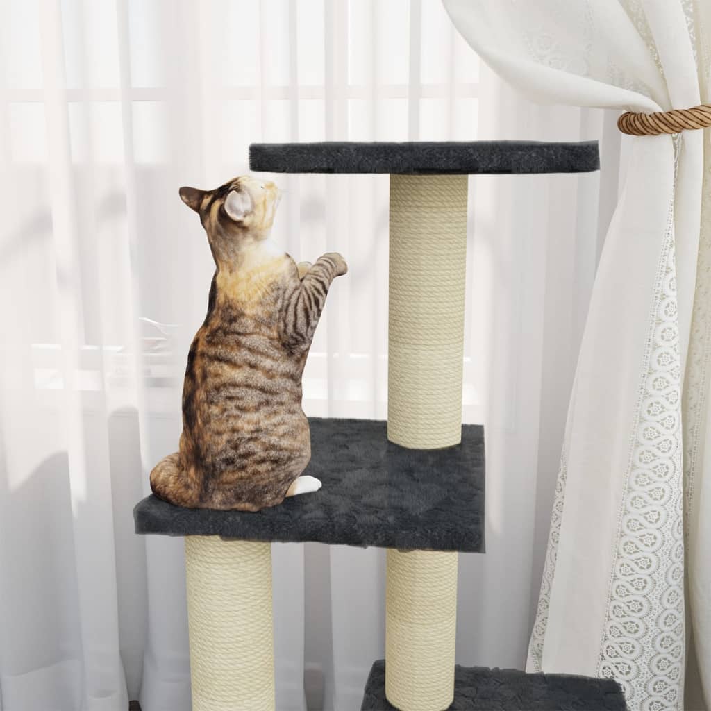 Rascador Para Gatos Con Postes De Sisal Gris Oscuro 92 Cm_2