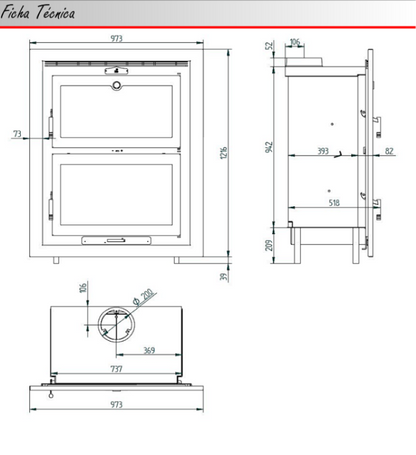 BRICOSOL Horno Leña Insertable FM - Interior Fundición - Modelo HLI-200 F_3