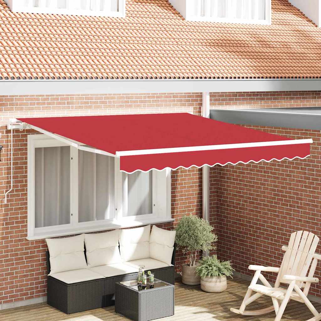 Toldo Retráctil Rojo 350 X 250 Cm Poliéster Y Aluminio_1