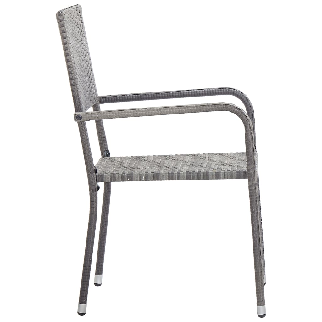 Vidaxl Juego De Comedor De Jardín 7 Piezas Ratán Sintético Gris_5