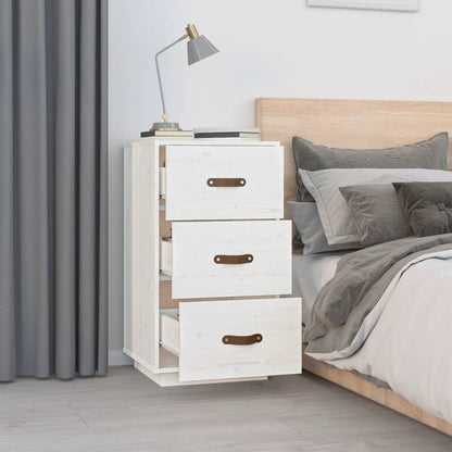 Mesitas De Noche 2 Uds Madera Maciza Pino Blanco 40x40x75 Cm_2