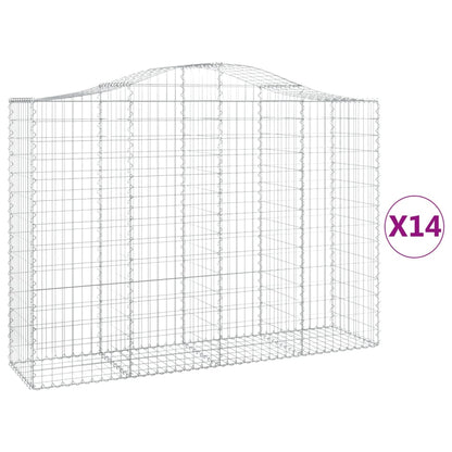 Cestas Gaviones 14 Uds Forma De Arco Hierro 200x50x140/160 Cm_0