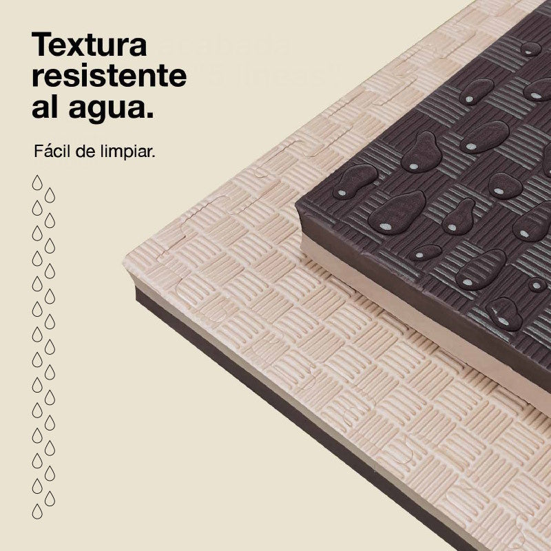 Tatami Puzzle 4cm 100x100cm – Superficie 5 Líneas Marrón/beige Jowy_4