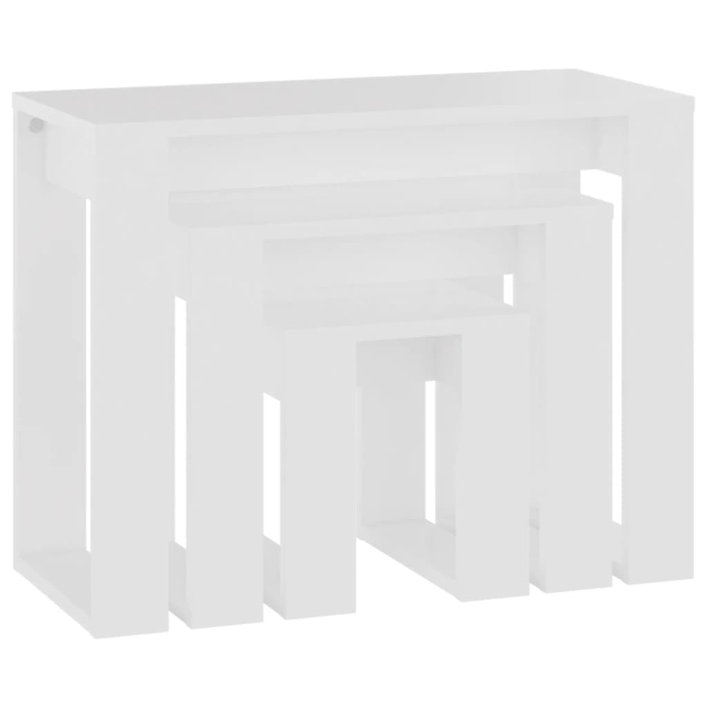 Mesas Apilables 3 Piezas Madera Contrachapada Blanco_3