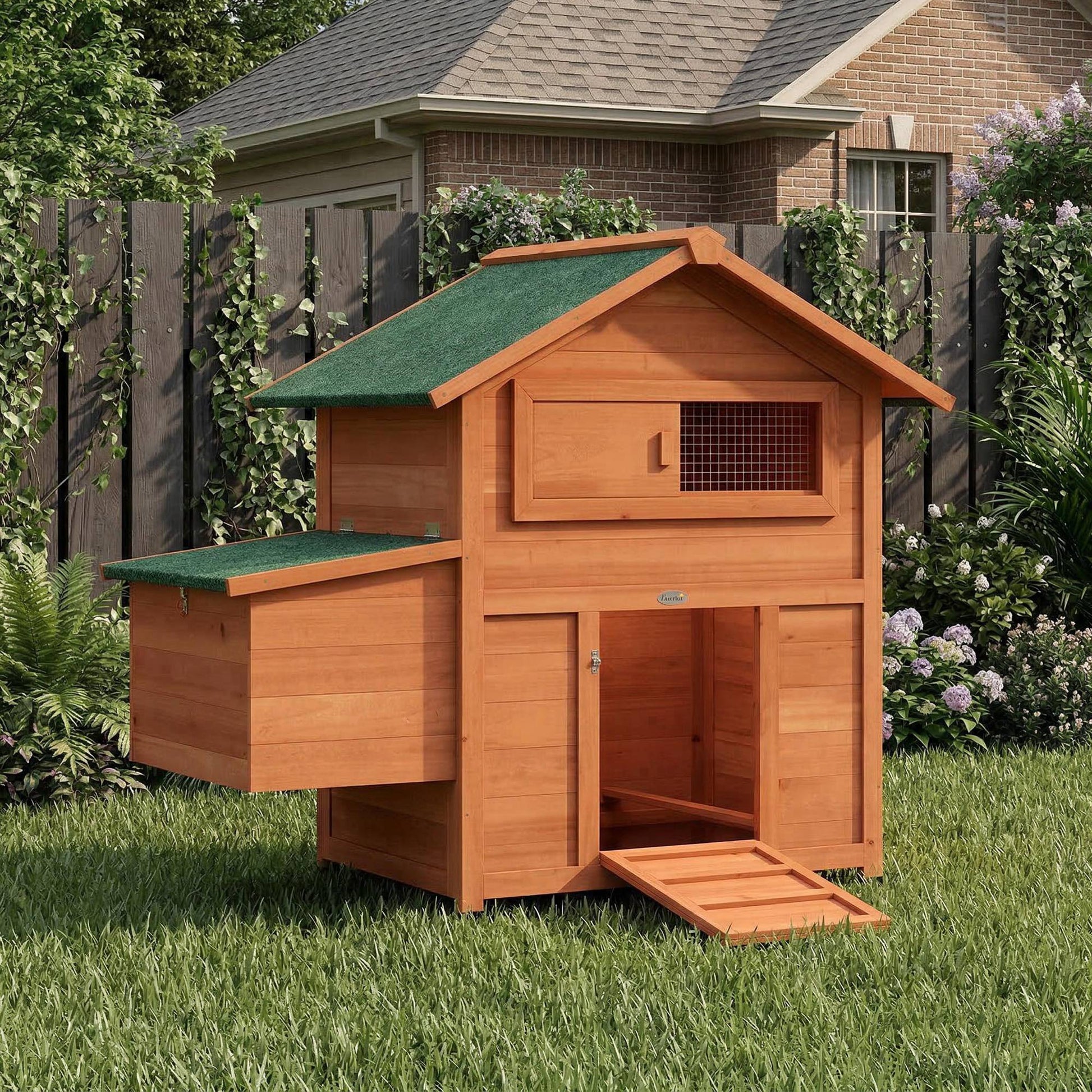 Pawhut Gallinero Para Exterior De Madera 113,5x67,5x95,5 Cm Con Nido Y Bandeja_4