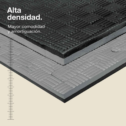 Jowy Tatami Puzzle 2,5cm 100x100cm – Superficie 5 Líneas Gris/negro_1