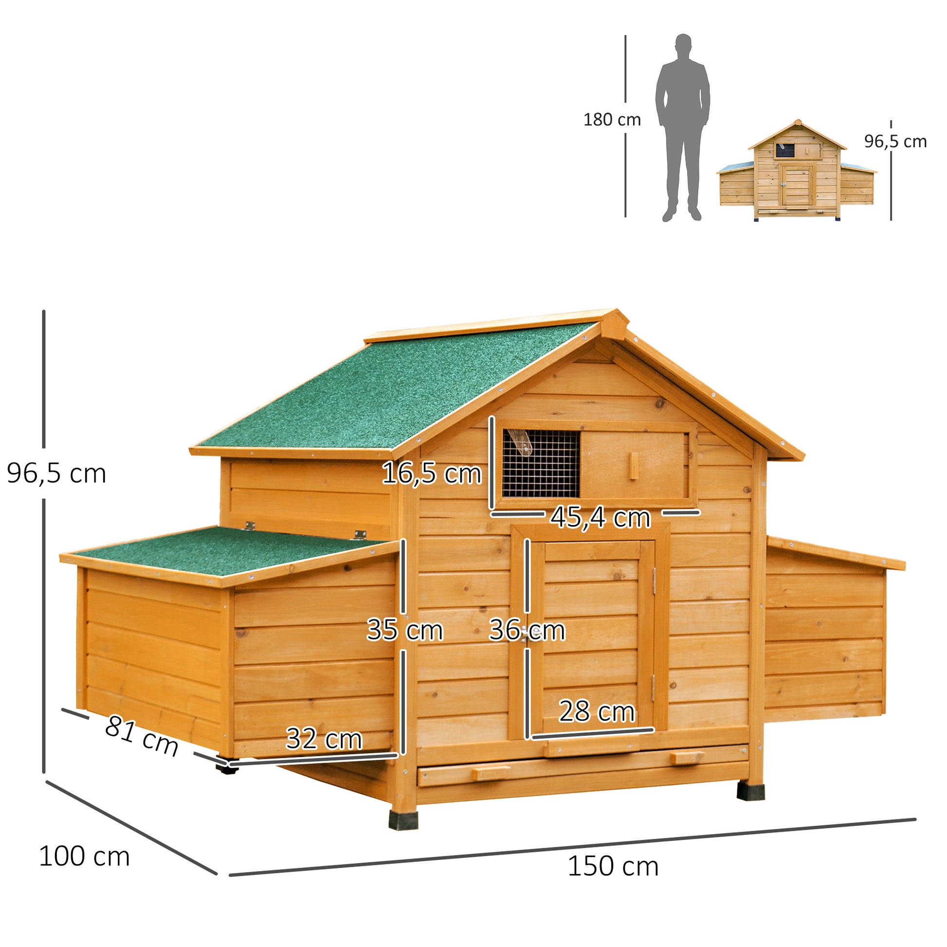 Pawhut Gallinero De Madera Con Bandeja Techo Abatible 2 Nidos Y Bandeja_2