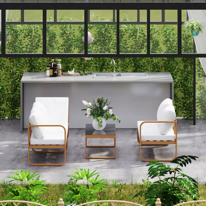 Outsunny Conjunto De Jardín Exterior De 3 Piezas Con Cojines Crema_4
