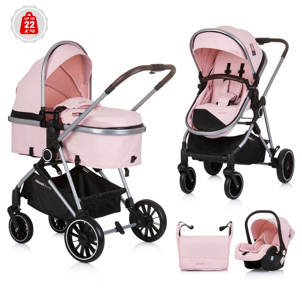 Carrito De Bebé Trio Convertible Aura Hasta 22 Kg Flamingo_0