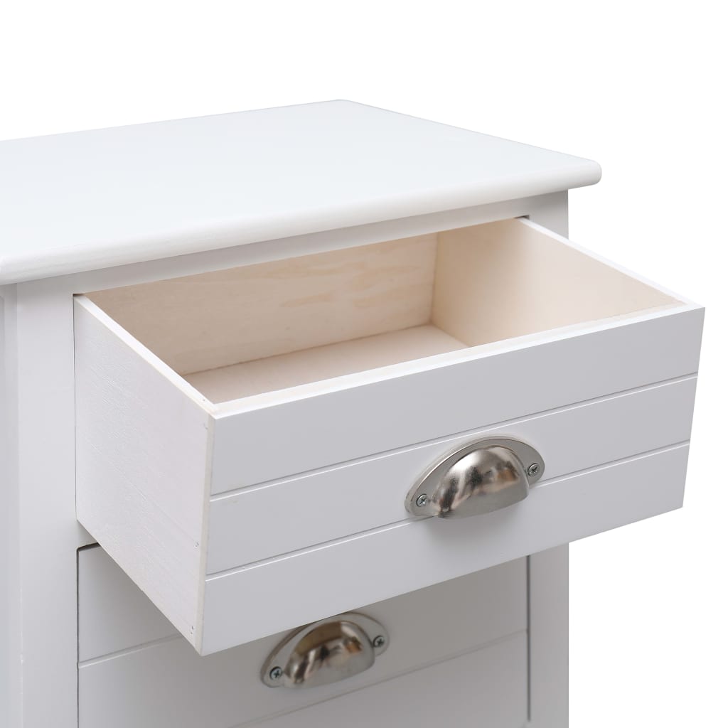 Mesita De Noche Madera De Paulownia Blanco 38x28x45 Cm_3