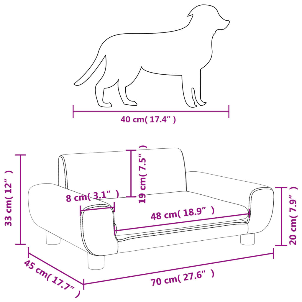Cama Para Perros De Terciopelo Negra 70x45x33 Cm / Vetonek_4