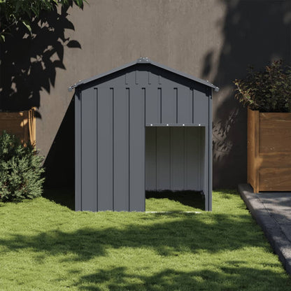 Caseta Perros Con Tejado Acero Galvanizado Gris 117x103x123cm_1