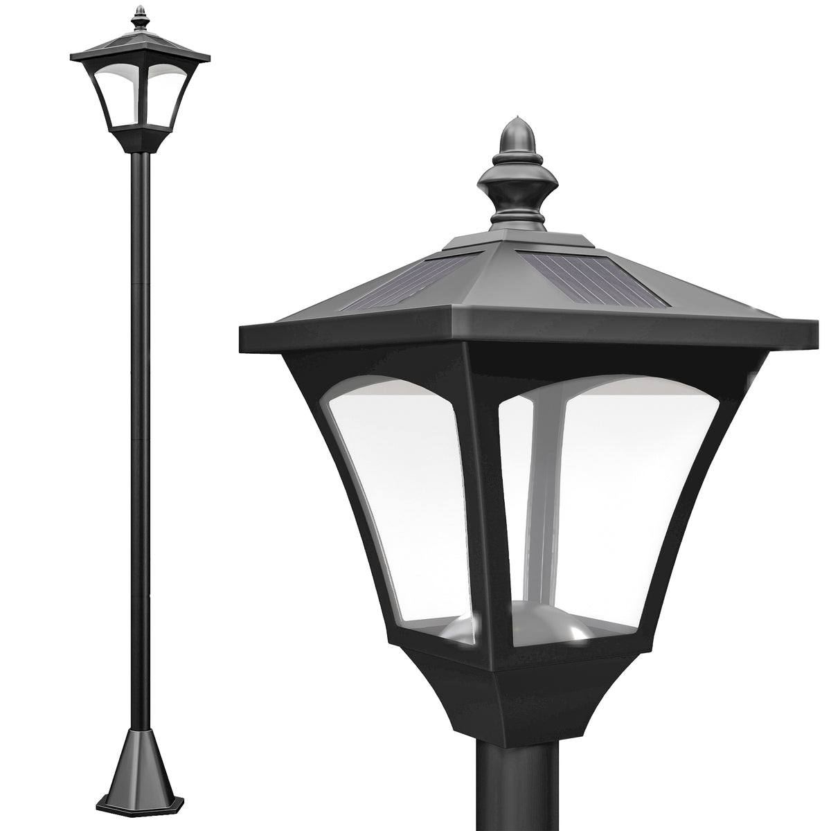 Outsunny Farol Solar De Jardín Ip44 Con Luces Inteligentes Led Exteriores_0