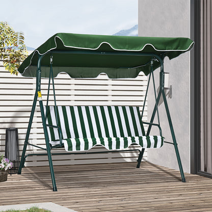 Outsunny Columpio Balancín De Jardín Exterior 3 Plazas 172x110x153 Cm Raya Verde_1