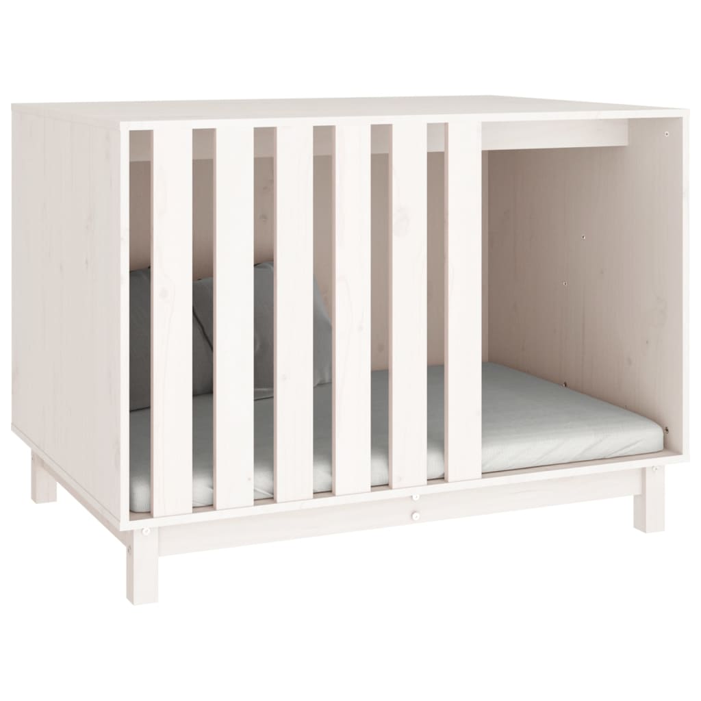 Cama Para Perros Madera Maciza De Pino Blanco 100x70x72 Cm_5