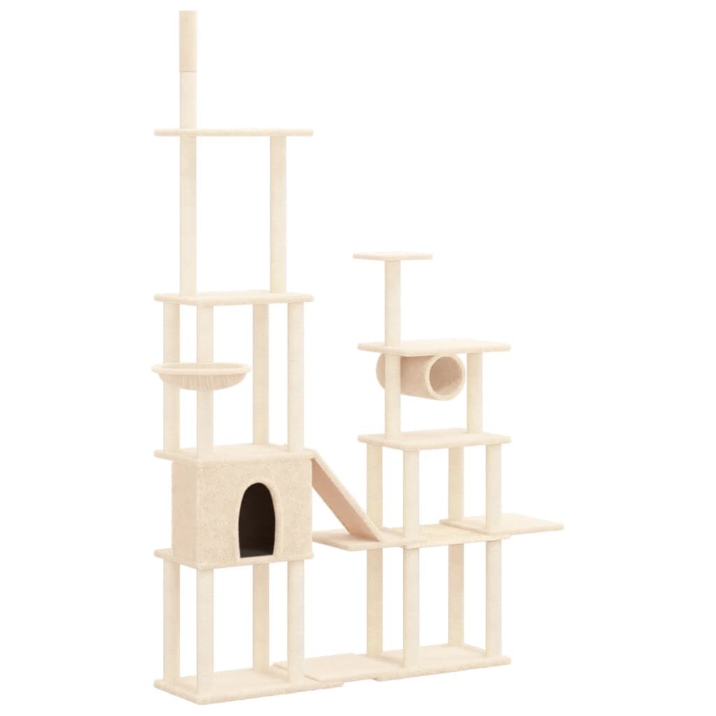 Vidaxl Rascador Para Gatos Con Postes De Sisal Color Crema 279 Cm_0