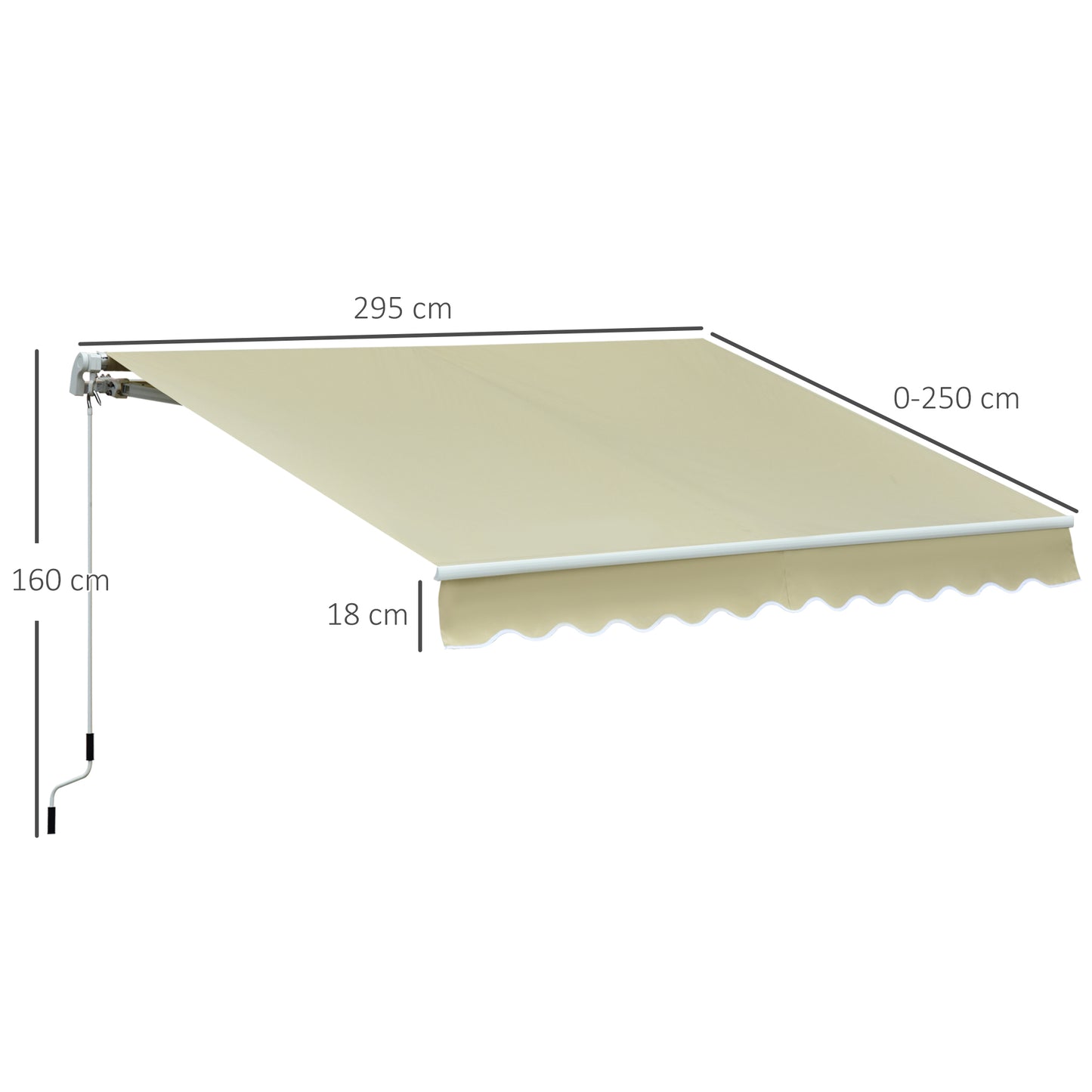 Outsunny Toldo Manual Plegable De Aluminio Manivela Ángulo Ajustable 2,95x2,5m_2