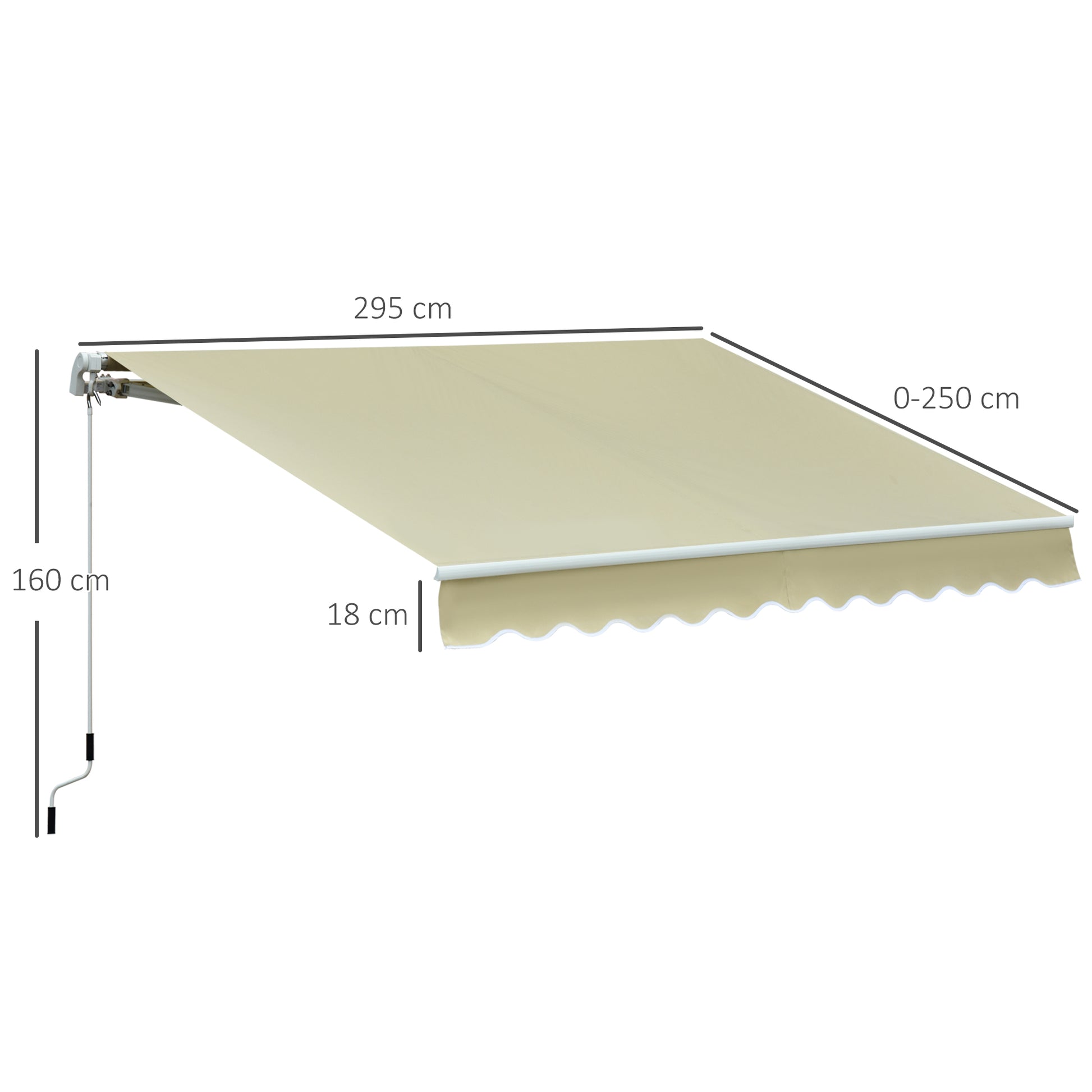 Outsunny Toldo Manual Plegable De Aluminio Manivela Ángulo Ajustable 2,95x2,5m_2