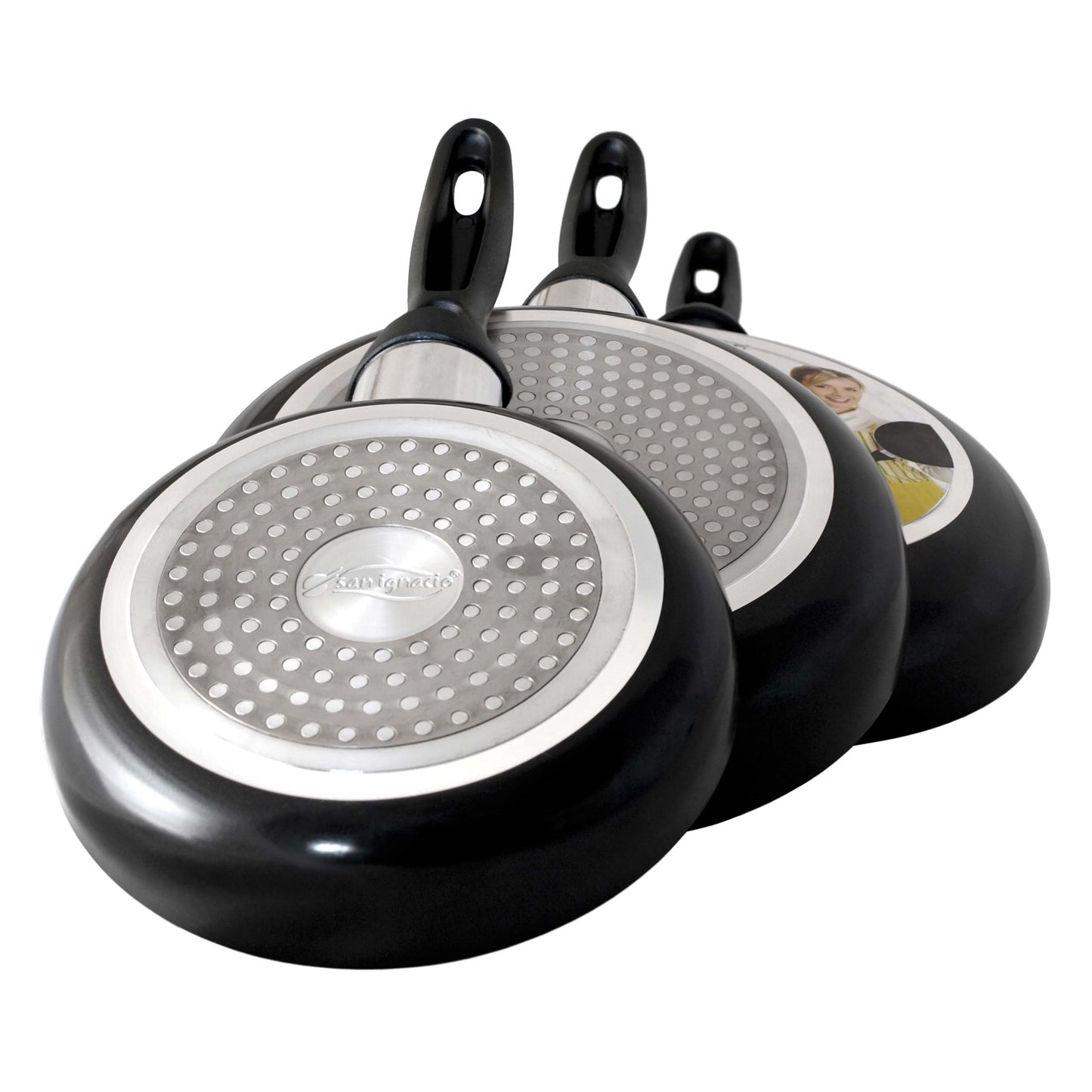 Juego De 3 Sartenes San Ignacio En Negro Color 16, 20 Y 24 Cm).
