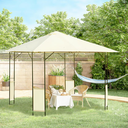 Cenador De Jardín Outsunny Acero, Poliéster Crema 297x297x260 Cm_1